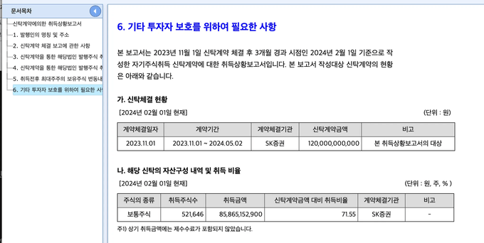 신탁계약해지결과보고서